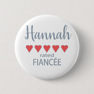 Bridal & Wedding Party 5 Heart Fiancee Button