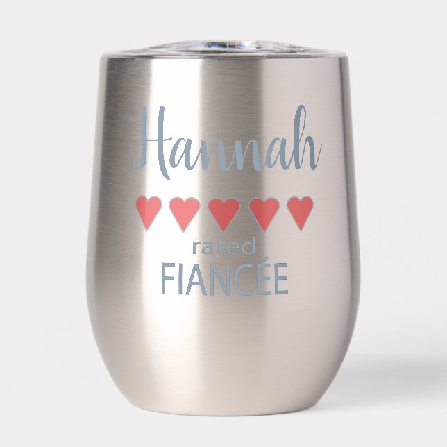 Bridal & Wedding Party 5 Heart Fiancee Thermal Wine Tumbler (Front)