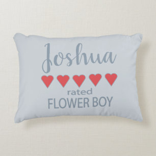 Bridal & Wedding Party 5 Heart Flower Boy Accent Pillow