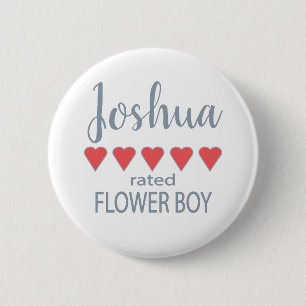 Bridal & Wedding Party 5 Heart Flower Boy Button