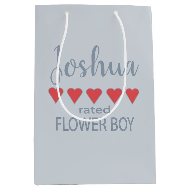 Bridal & Wedding Party 5 Heart Flower Boy Medium Gift Bag (Front)