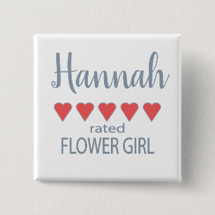 Bridal & Wedding Party 5 Heart Flower Girl Button