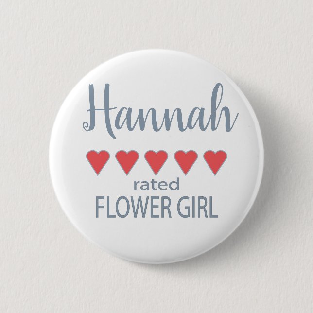 Bridal & Wedding Party 5 Heart Flower Girl Button (Front)