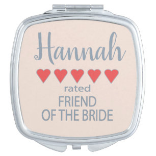 Bridal & Wedding Party 5 Heart Friend of Bride Compact Mirror