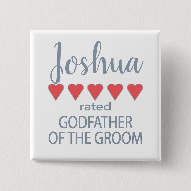 Bridal & Wedding Party 5 Heart Godfather of Groom Button (Front)