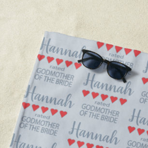 Bridal & Wedding Party 5 Heart Godmother of Bride Beach Towel