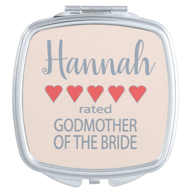 Bridal & Wedding Party 5 Heart Godmother of Bride Compact Mirror (Front)
