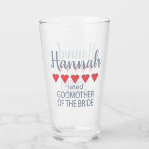 Bridal & Wedding Party 5 Heart Godmother of Bride Glass
