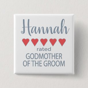 Bridal & Wedding Party 5 Heart Godmother of Groom Button