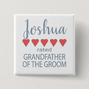 Bridal & Wedding Party 5 Heart Grandfather o Groom Button