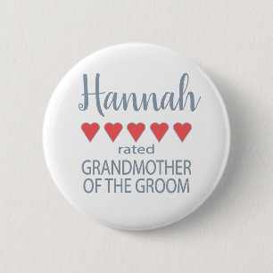 Bridal & Wedding Party 5 Heart Grandmother o Groom Button