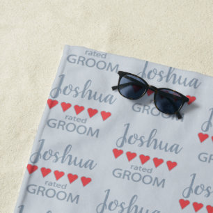 Bridal & Wedding Party 5 Heart Groom Beach Towel