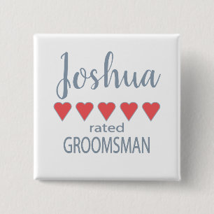 Bridal & Wedding Party 5 Heart Groomsman Button