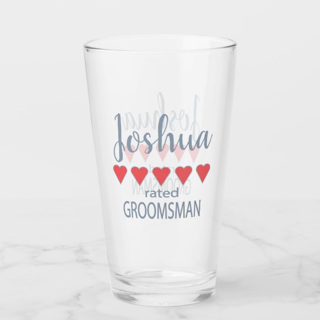 Bridal & Wedding Party 5 Heart Groomsman Glass (Front)