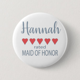 Bridal & Wedding Party 5 Heart Maid of Honor Button