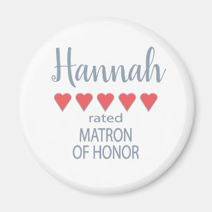 Bridal & Wedding Party 5 Heart Matron of Honor Magnet