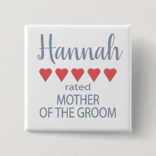 Bridal & Wedding Party 5 Heart Mother of Groom Button