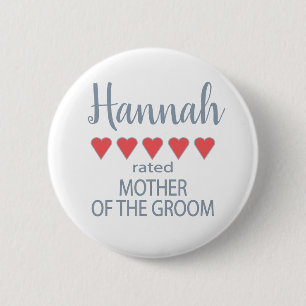 Bridal & Wedding Party 5 Heart Mother of Groom Button