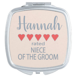 Bridal & Wedding Party 5 Heart Niece of Groom Compact Mirror