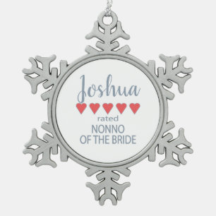 Bridal & Wedding Party 5 Heart Nonno of Bride Snowflake Pewter Christmas Ornament