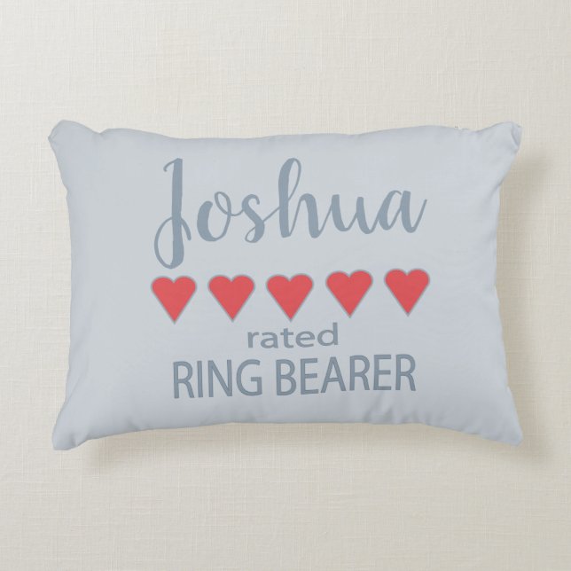 Bridal & Wedding Party 5 Heart Ring Bearer Accent Pillow (Front)