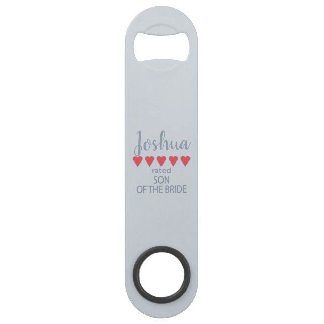 Bridal & Wedding Party 5 Heart Son of Bride Bar Key (Front)