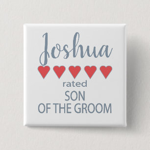 Bridal & Wedding Party 5 Heart Son of Groom Button