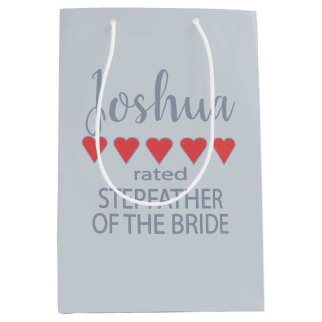 Bridal & Wedding Party 5 Heart Stepfather of Bride Medium Gift Bag (Front)