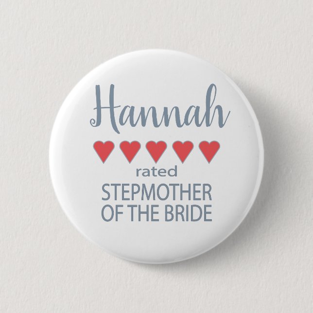 Bridal & Wedding Party 5 Heart Stepmother of Bride Button (Front)