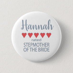 Bridal & Wedding Party 5 Heart Stepmother of Bride Button