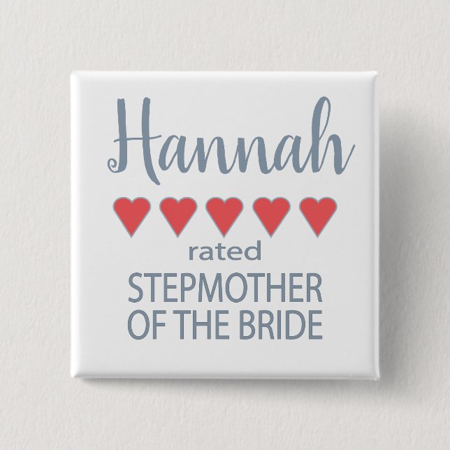 Bridal & Wedding Party 5 Heart Stepmother of Bride Button (Front)