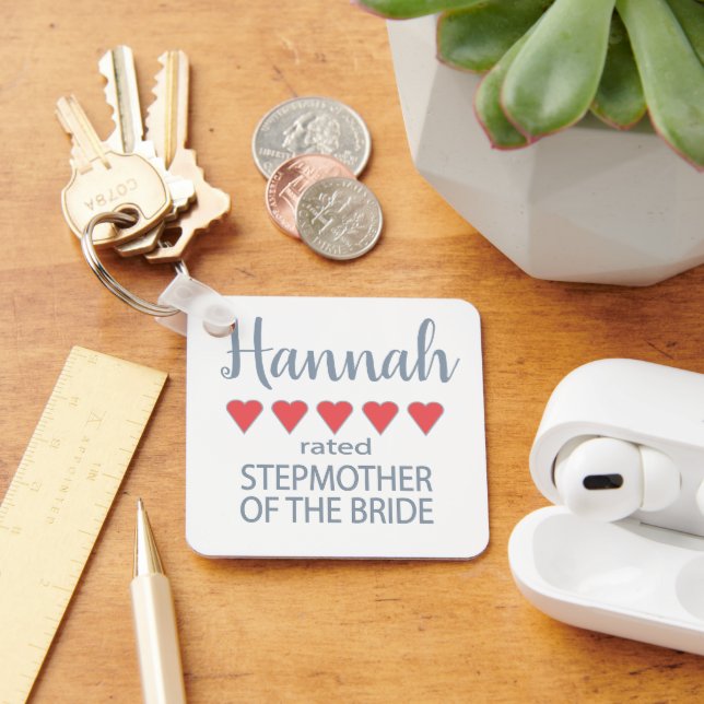 Bridal & Wedding Party 5 Heart Stepmother of Bride Keychain (Desk)