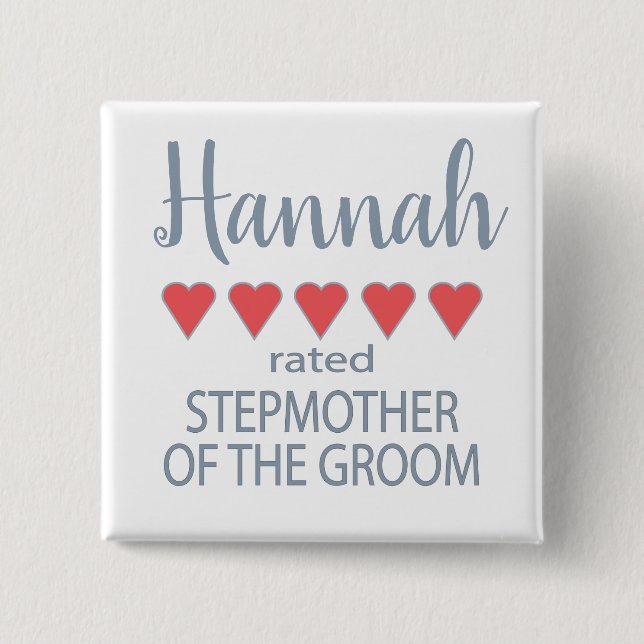 Bridal & Wedding Party 5 Heart Stepmother of Groom Button (Front)