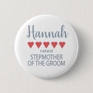Bridal & Wedding Party 5 Heart Stepmother of Groom Button