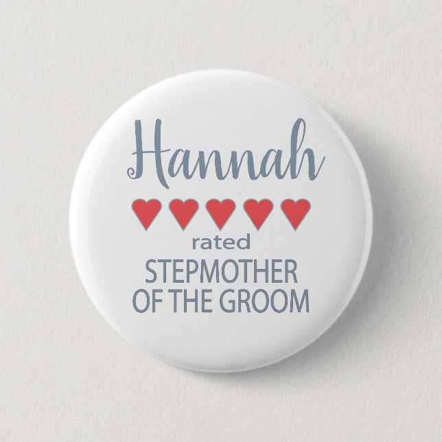 Bridal & Wedding Party 5 Heart Stepmother of Groom Button (Front)