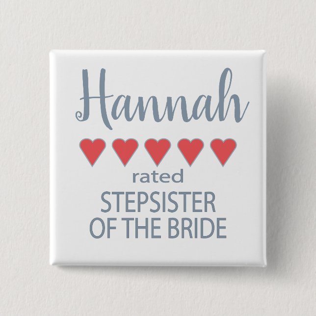 Bridal & Wedding Party 5 Heart Stepsister of Bride Button (Front)
