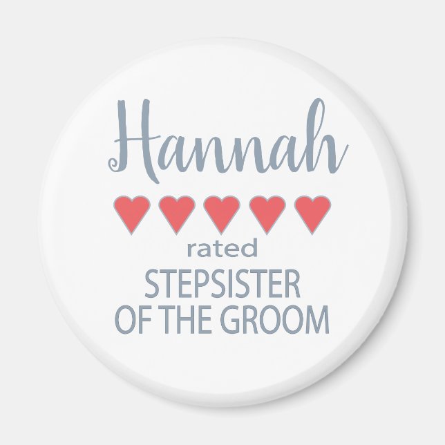 Bridal & Wedding Party 5 Heart Stepsister of Groom Magnet (Front)