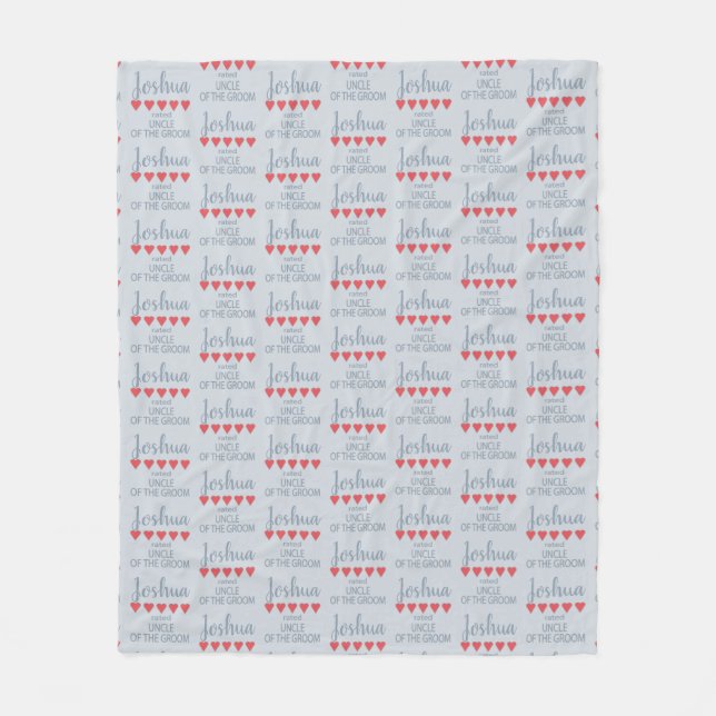Bridal & Wedding Party 5 Heart Uncle of Groom Fleece Blanket (Front)