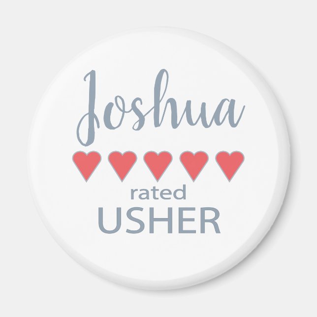 Bridal & Wedding Party 5 Heart Usher Magnet (Front)