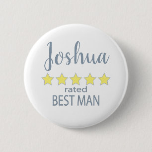 Bridal & Wedding Party 5 Star Best Man Button