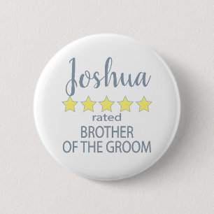 Bridal & Wedding Party 5 Star Brother of Groom Button