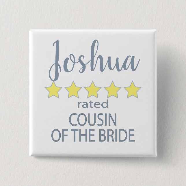 Bridal & Wedding Party 5 Star Cousin of Bride Button (Front)