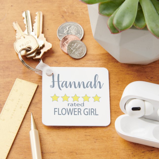 Bridal & Wedding Party 5 Star Flower Girl Keychain (Desk)