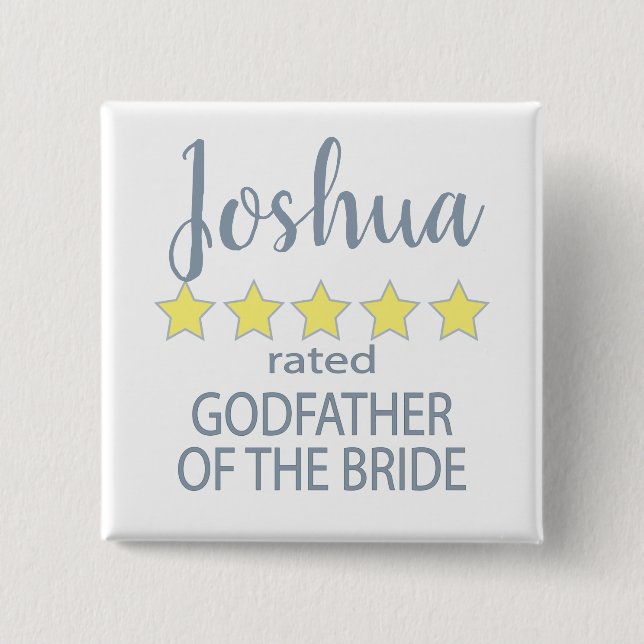 Bridal & Wedding Party 5 Star Godfather of Bride Button (Front)
