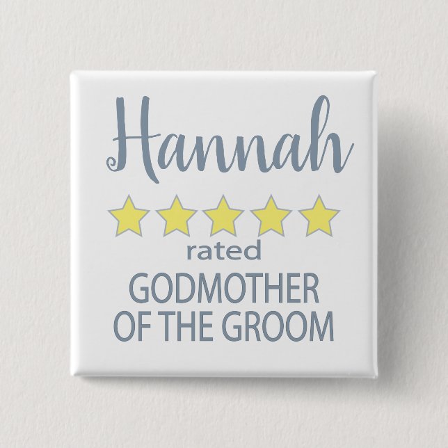 Bridal & Wedding Party 5 Star Godmother of Groom Button (Front)