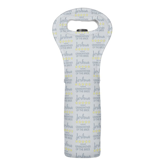 Bridal & Wedding Party 5 Star Grandfather of Bride Wine Bag (Front)