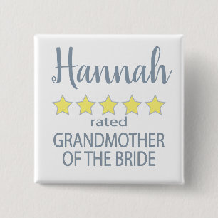 Bridal & Wedding Party 5 Star Grandmother of Bride Button