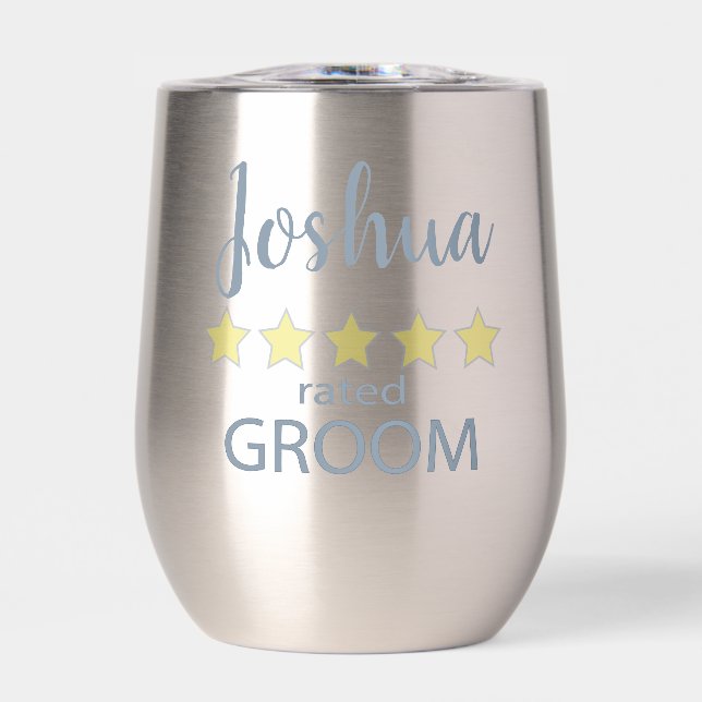 Bridal & Wedding Party 5 Star Groom Thermal Wine Tumbler (Front)
