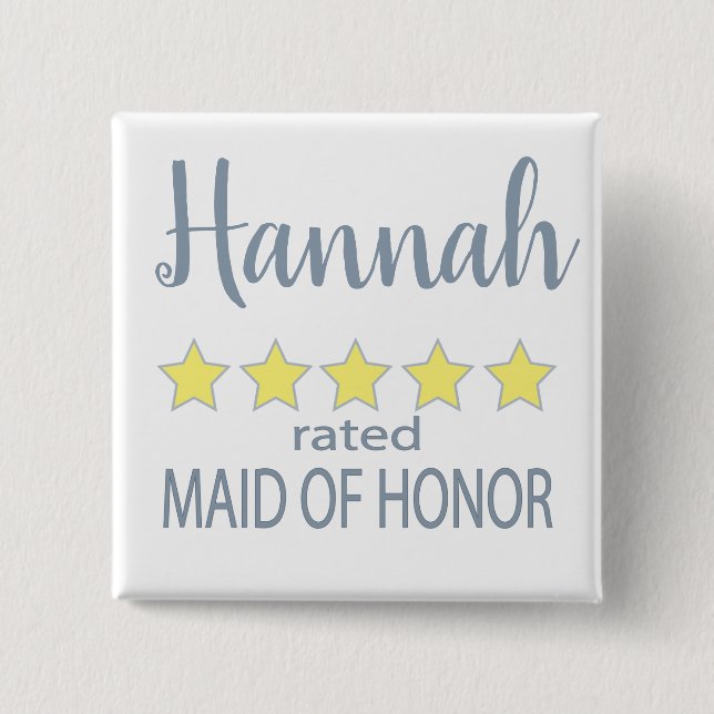 Bridal & Wedding Party 5 Star Maid of Honor Button (Front)