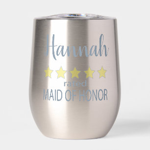 Bridal & Wedding Party 5 Star Maid of Honor Thermal Wine Tumbler